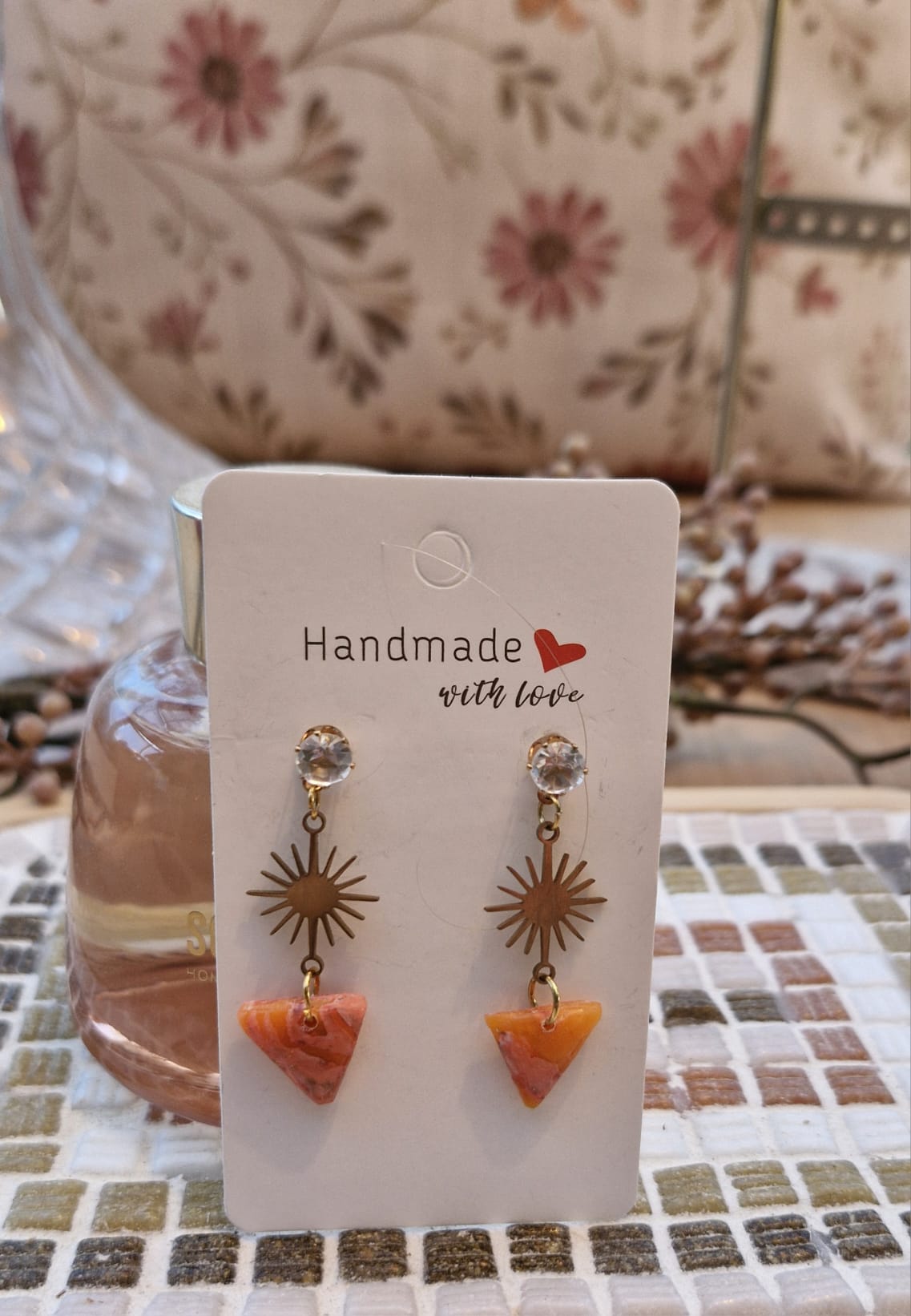 Boucles d’oreilles - "Cornaline triangle"
