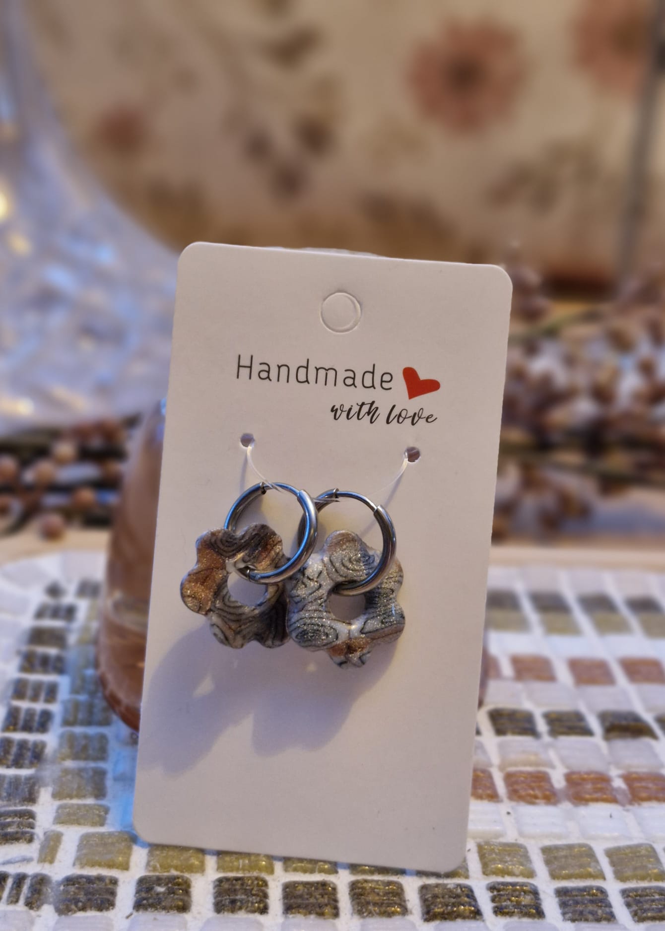 Boucles d’oreilles - "Wild Marble Flower"