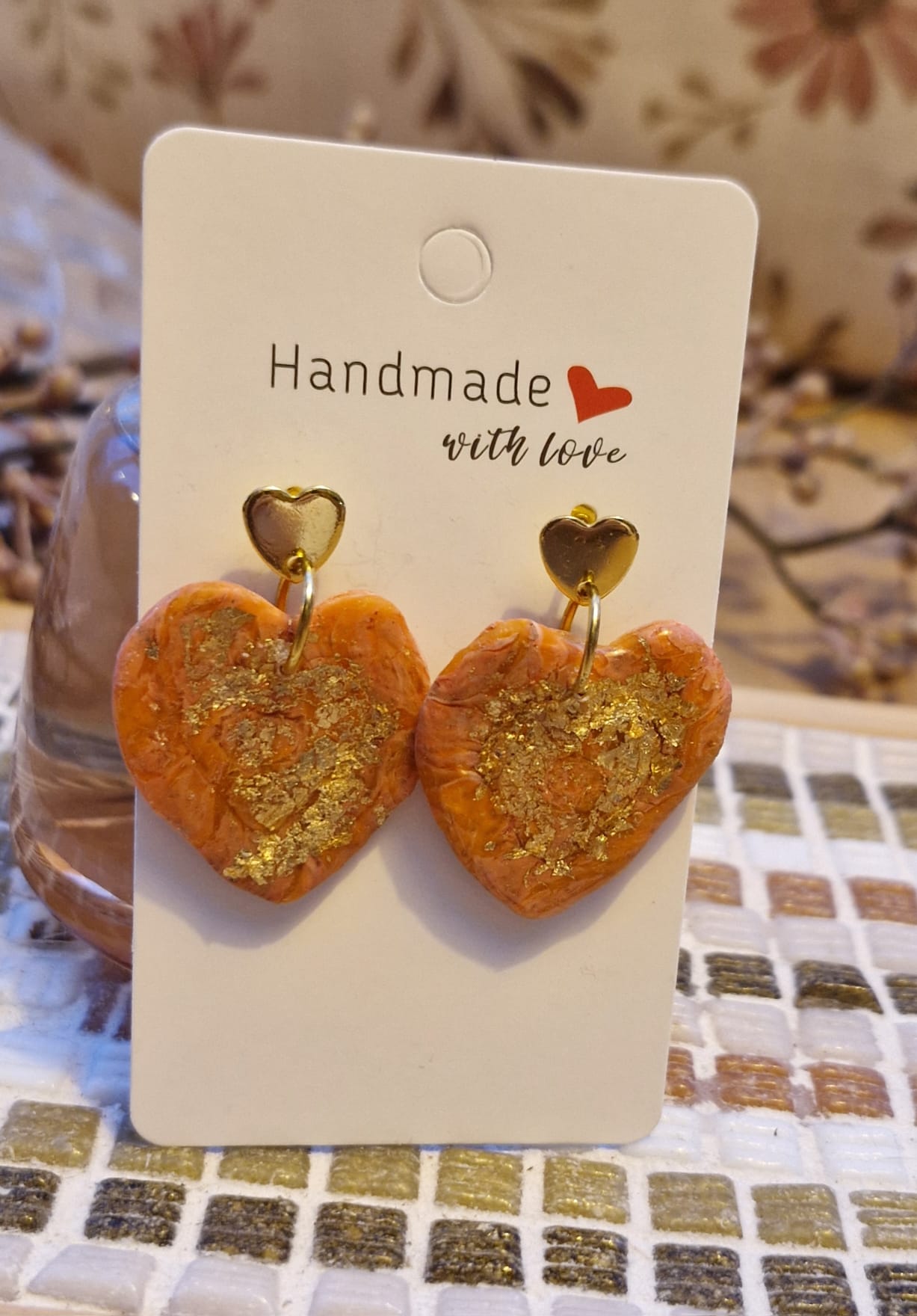 Boucles d’oreilles - "Heart of Golden Terracotta"