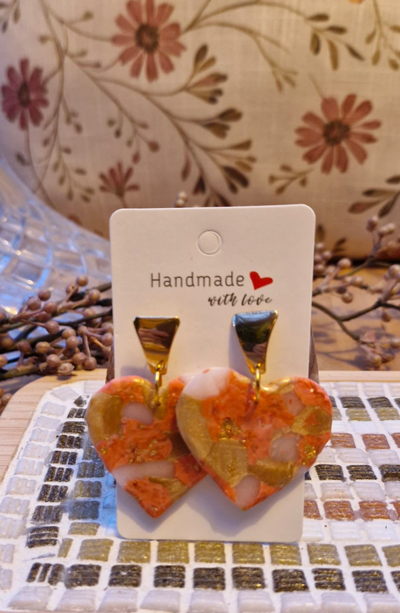 Boucles d’oreilles - "Heart of Cornaline"