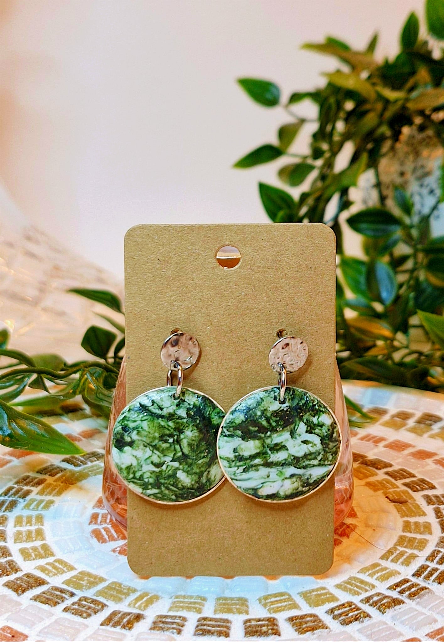 Boucles d’oreilles - "Green Marble"