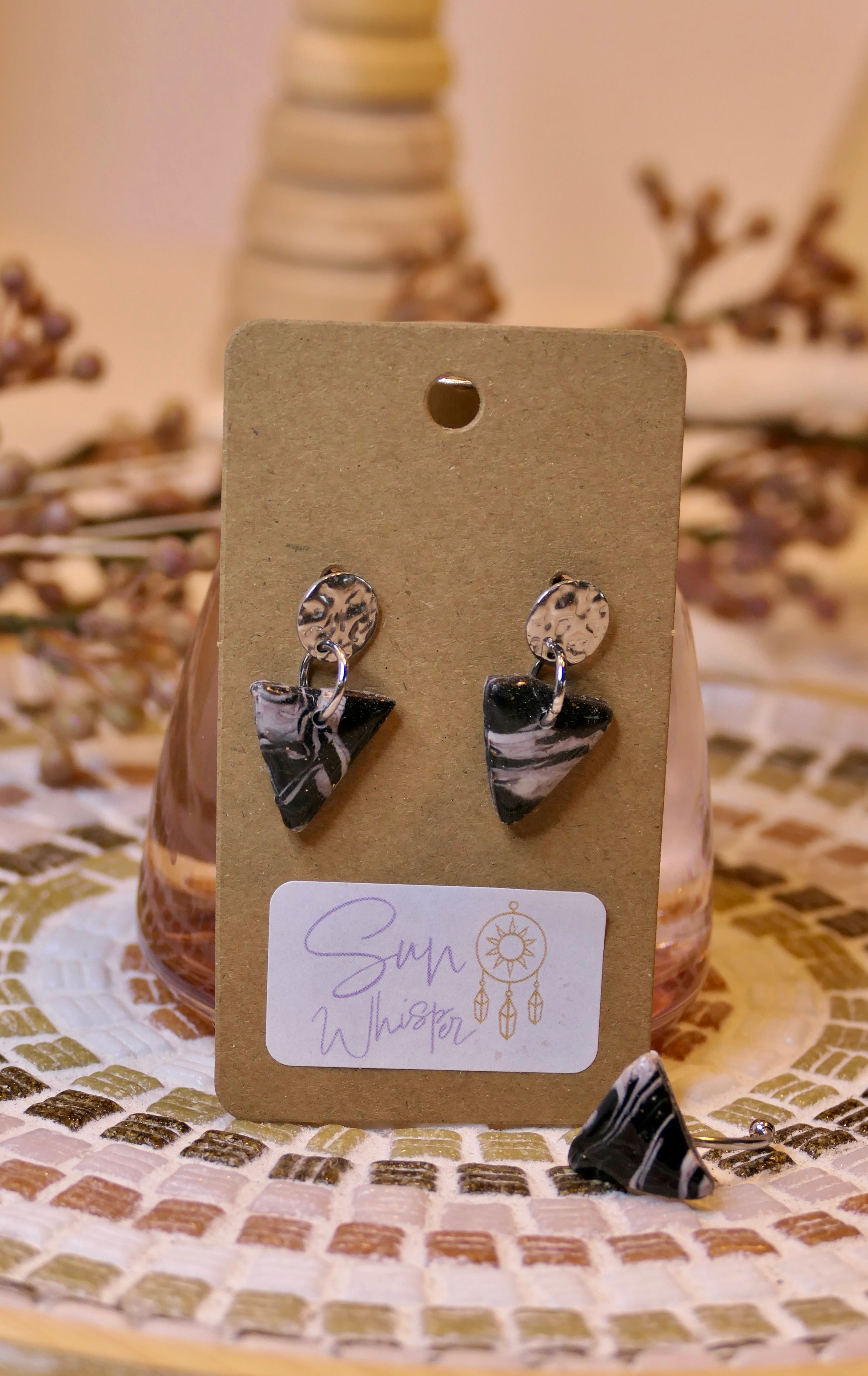 Boucles d’oreilles - "Marquina Triangle"
