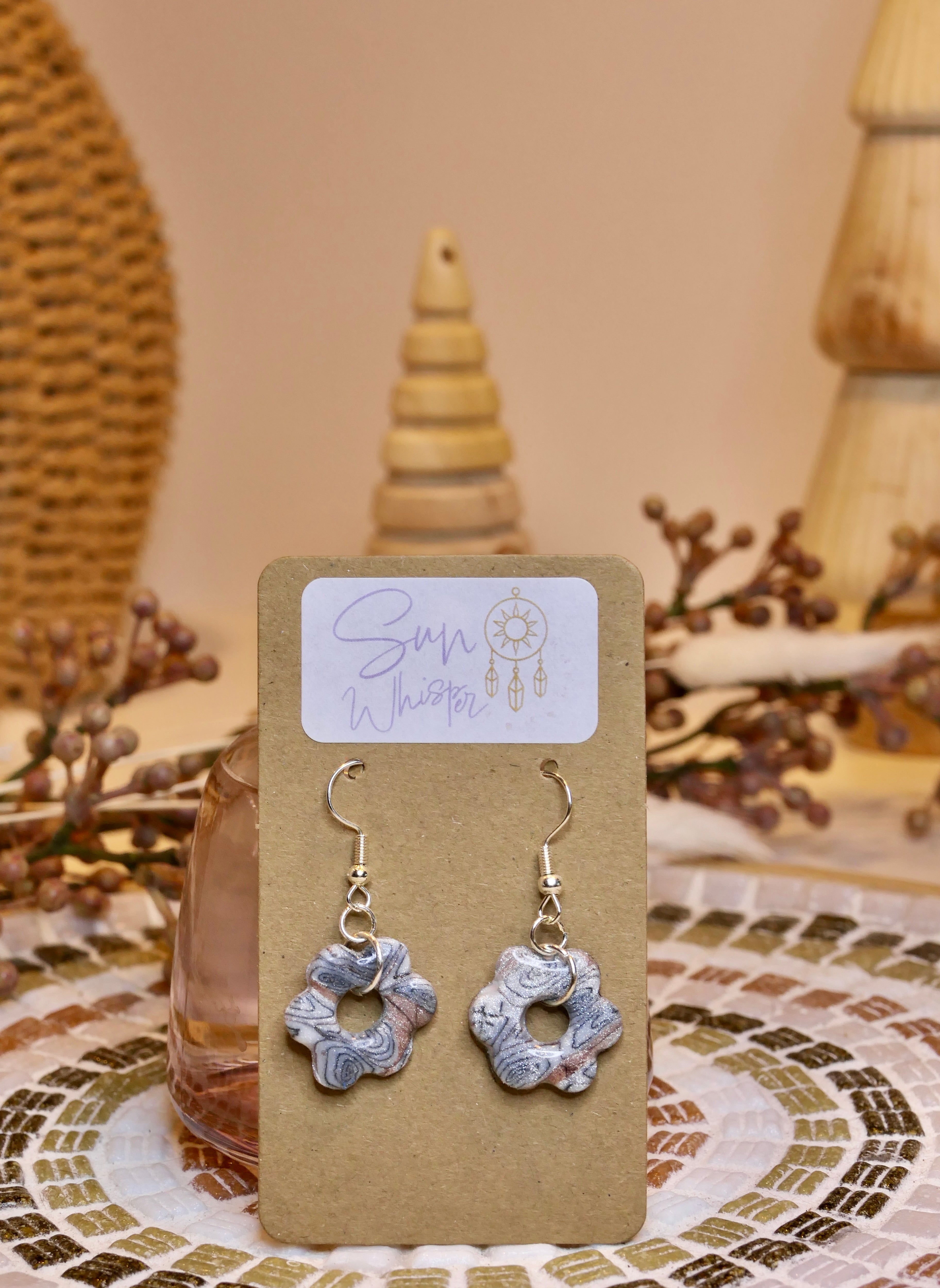 Boucles d’oreilles - "Wild Marble Flower"