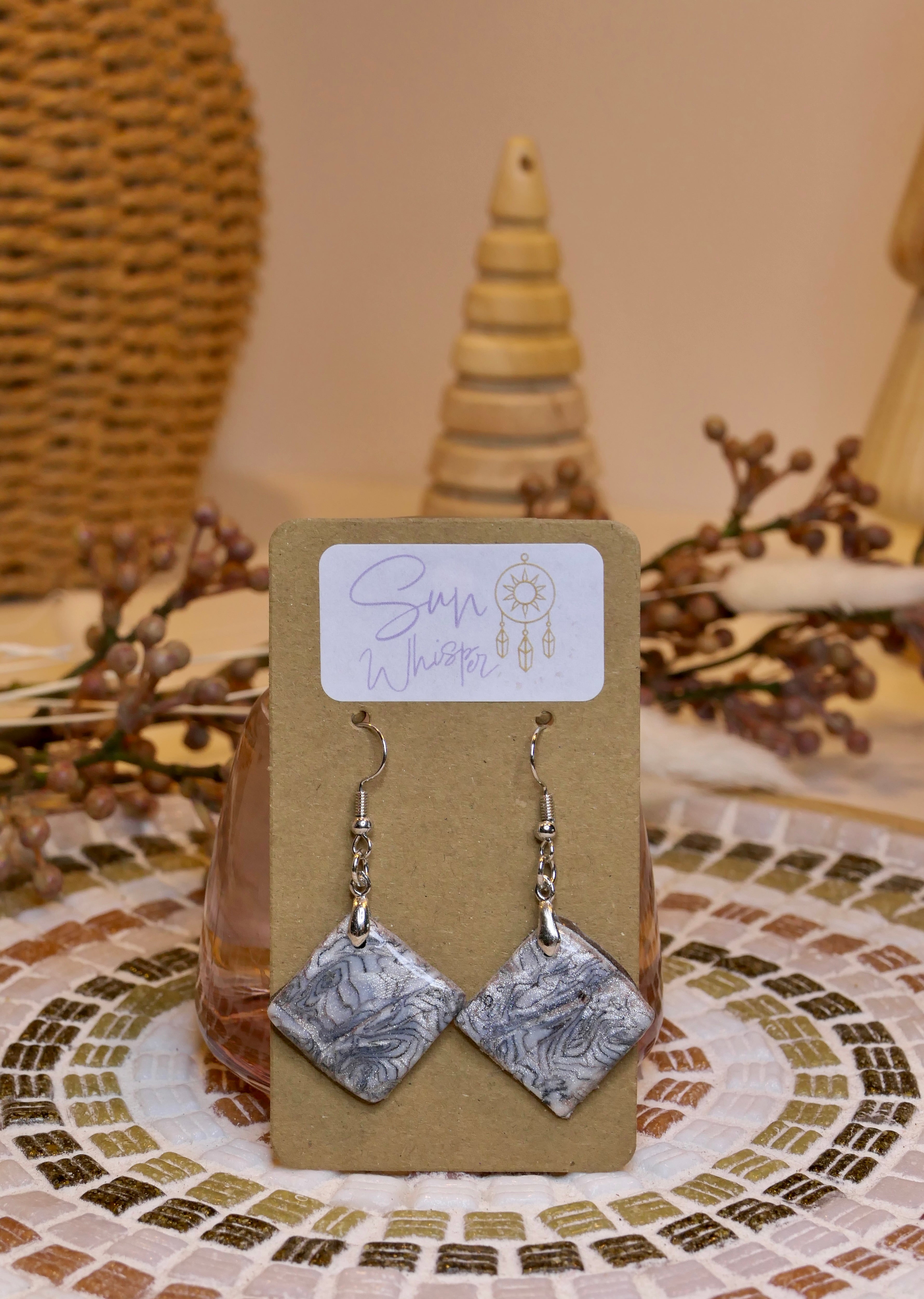 Boucles d’oreilles - "Wild Marble Square"