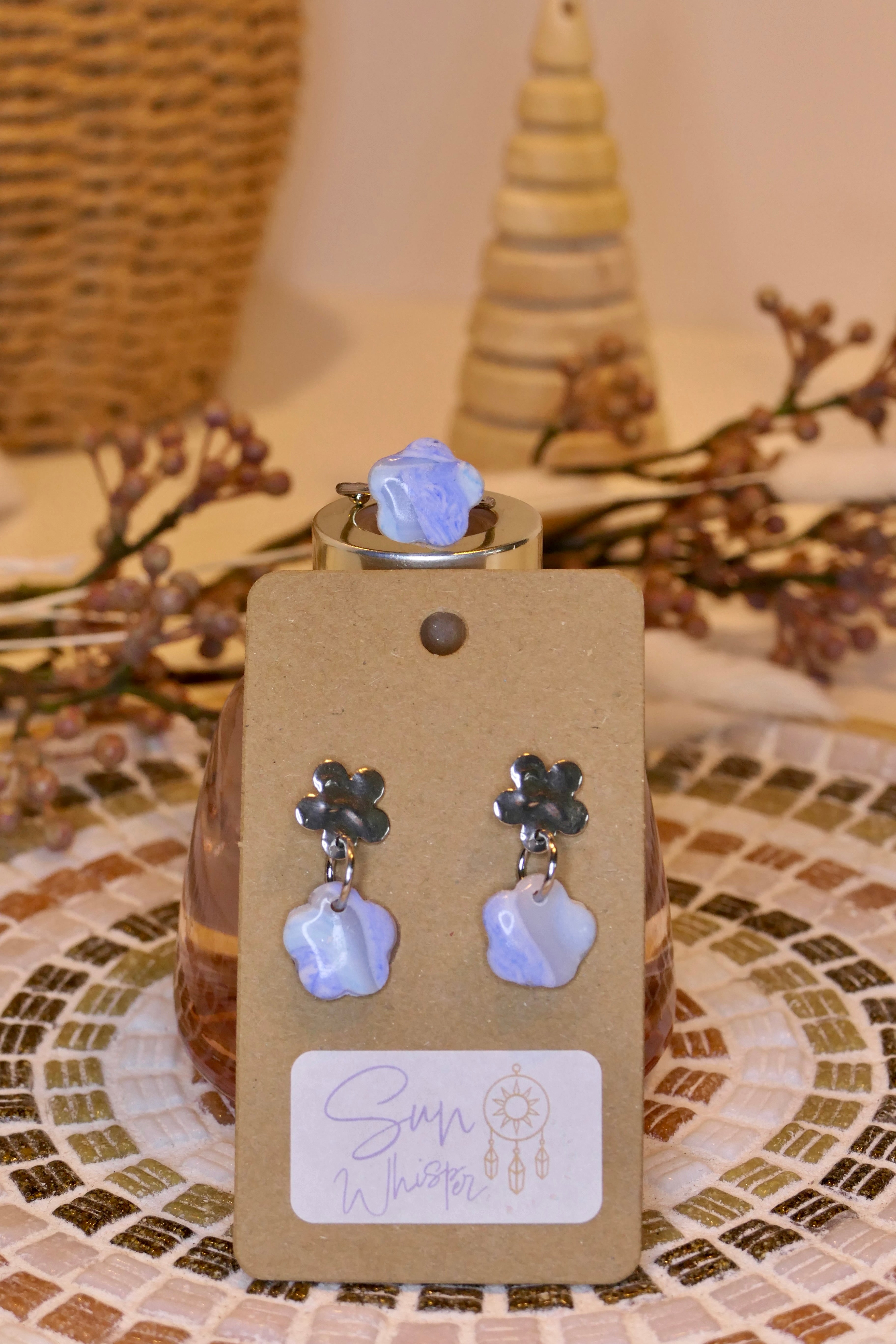 Boucles d’oreilles - "Chalcedony Flower"