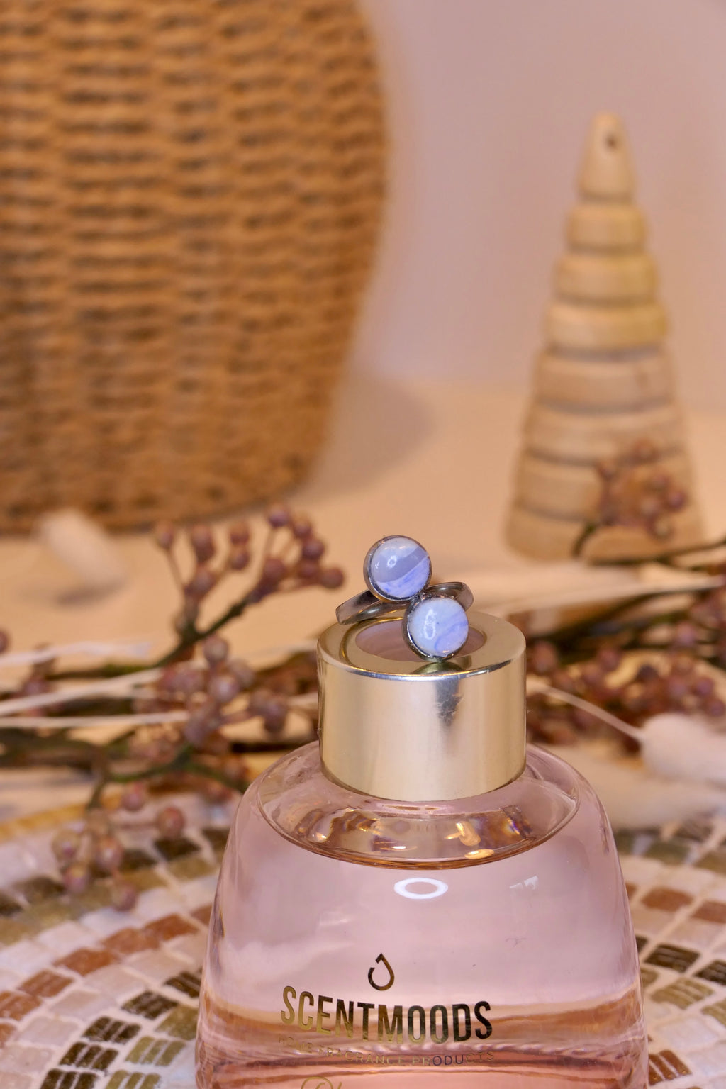 Bague - "Chalcedony double points"