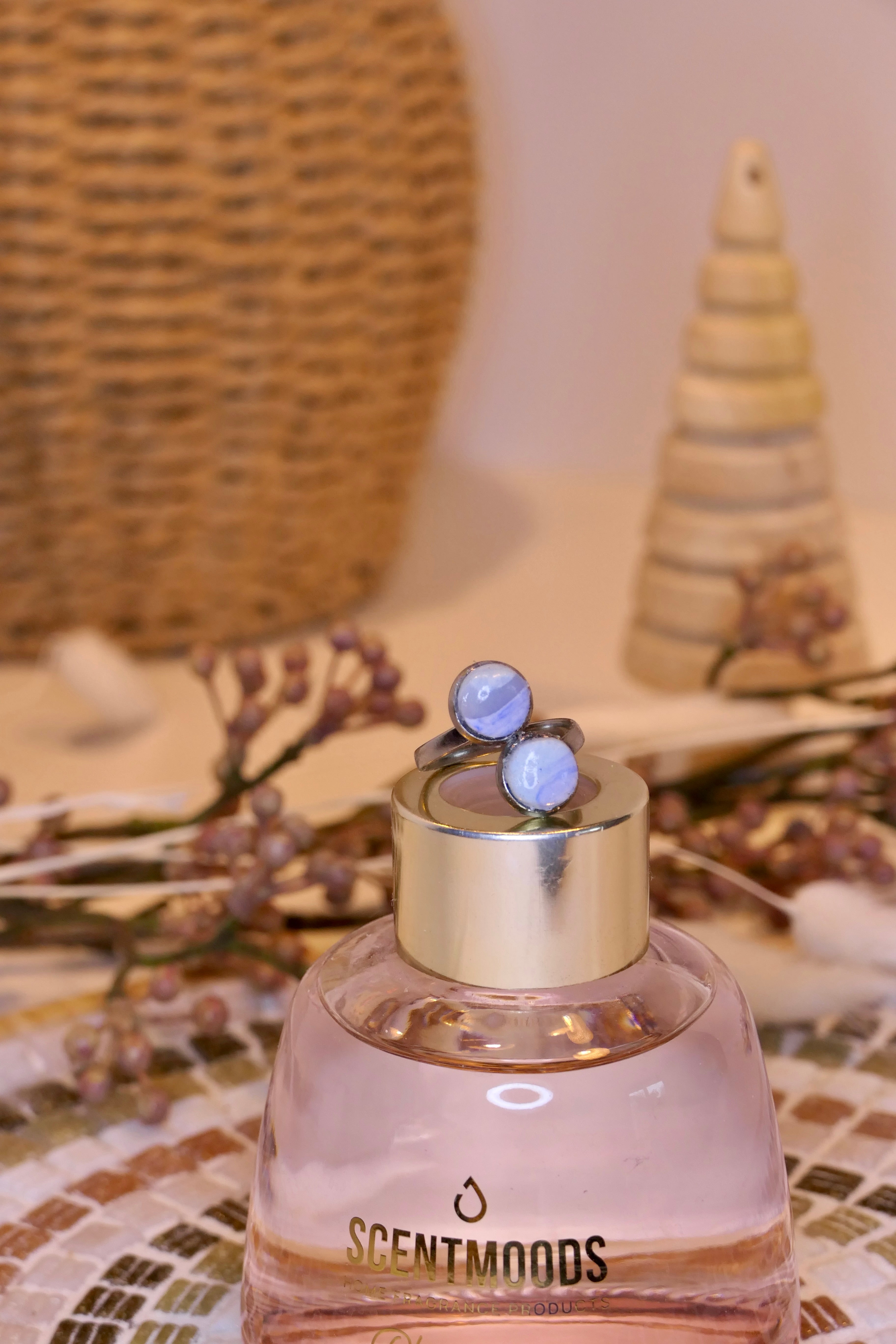 Bague - "Chalcedony double points"