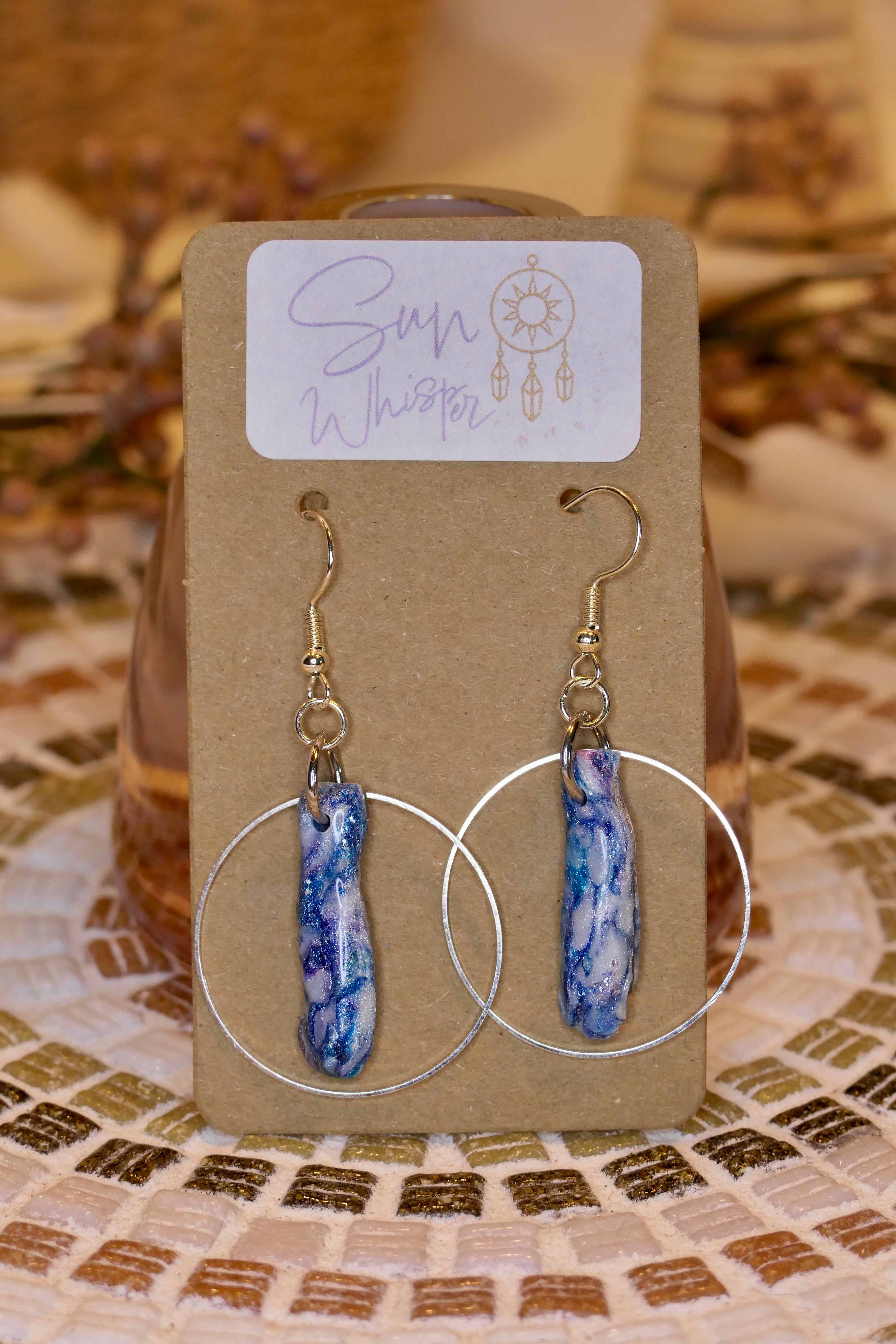 Boucles d’oreilles - "Marine Fluorite Geo"