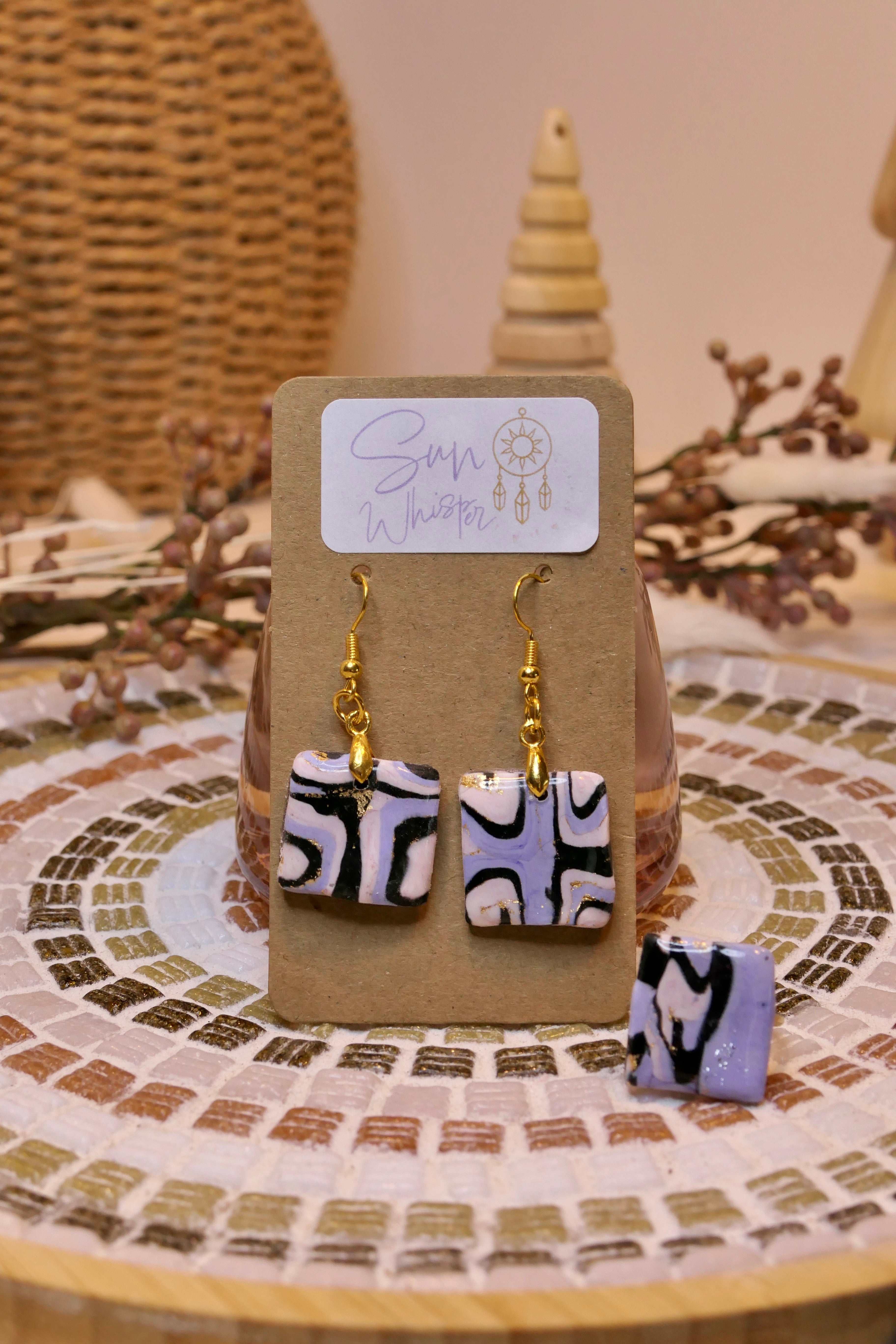 Boucles d’oreilles - "90'S Purple Square"