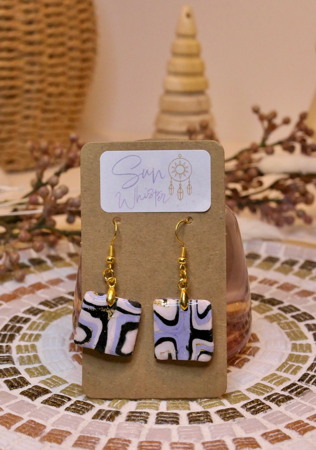 Boucles d’oreilles - "90'S Purple Square"