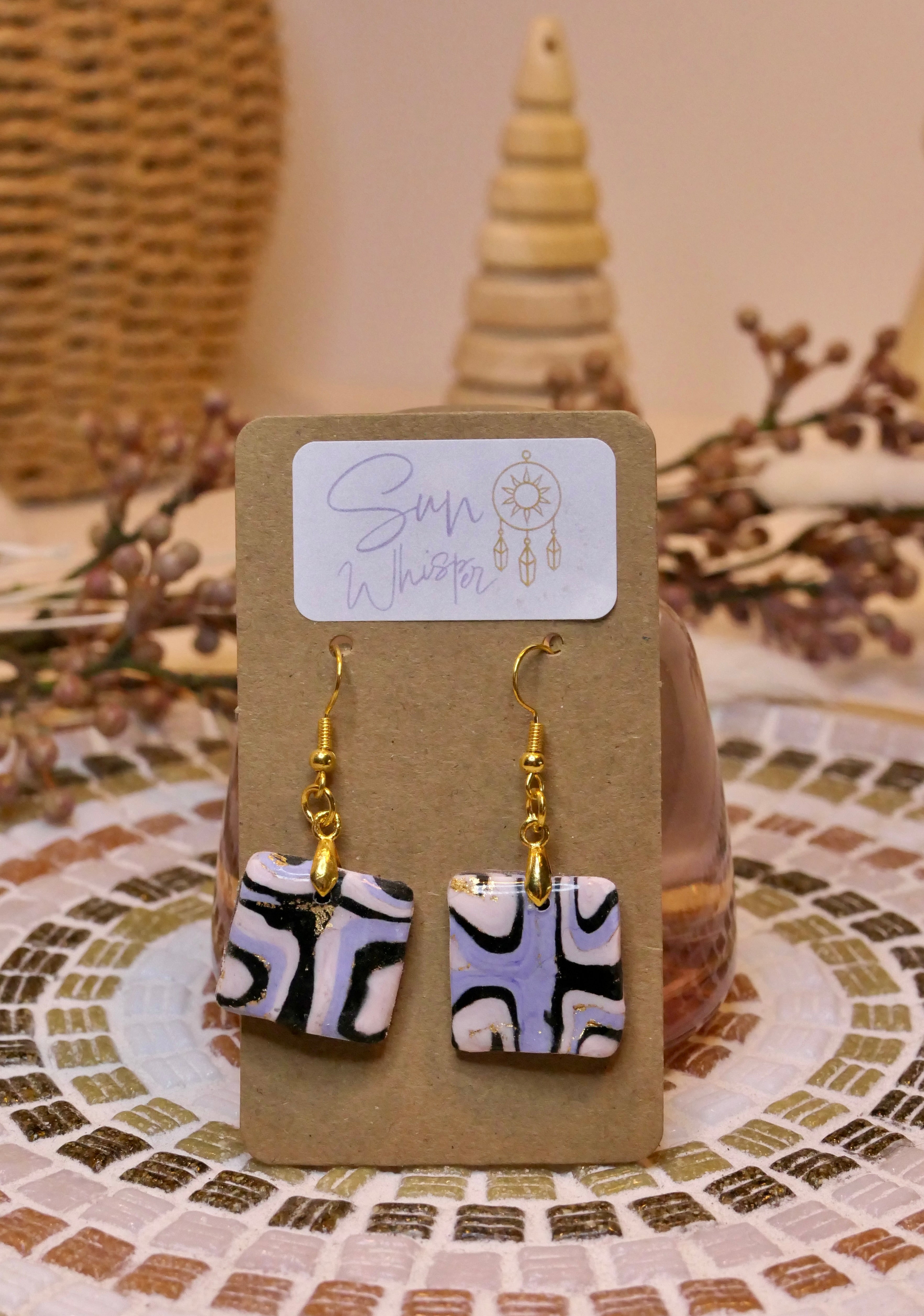 Boucles d’oreilles - "90'S Purple Square"